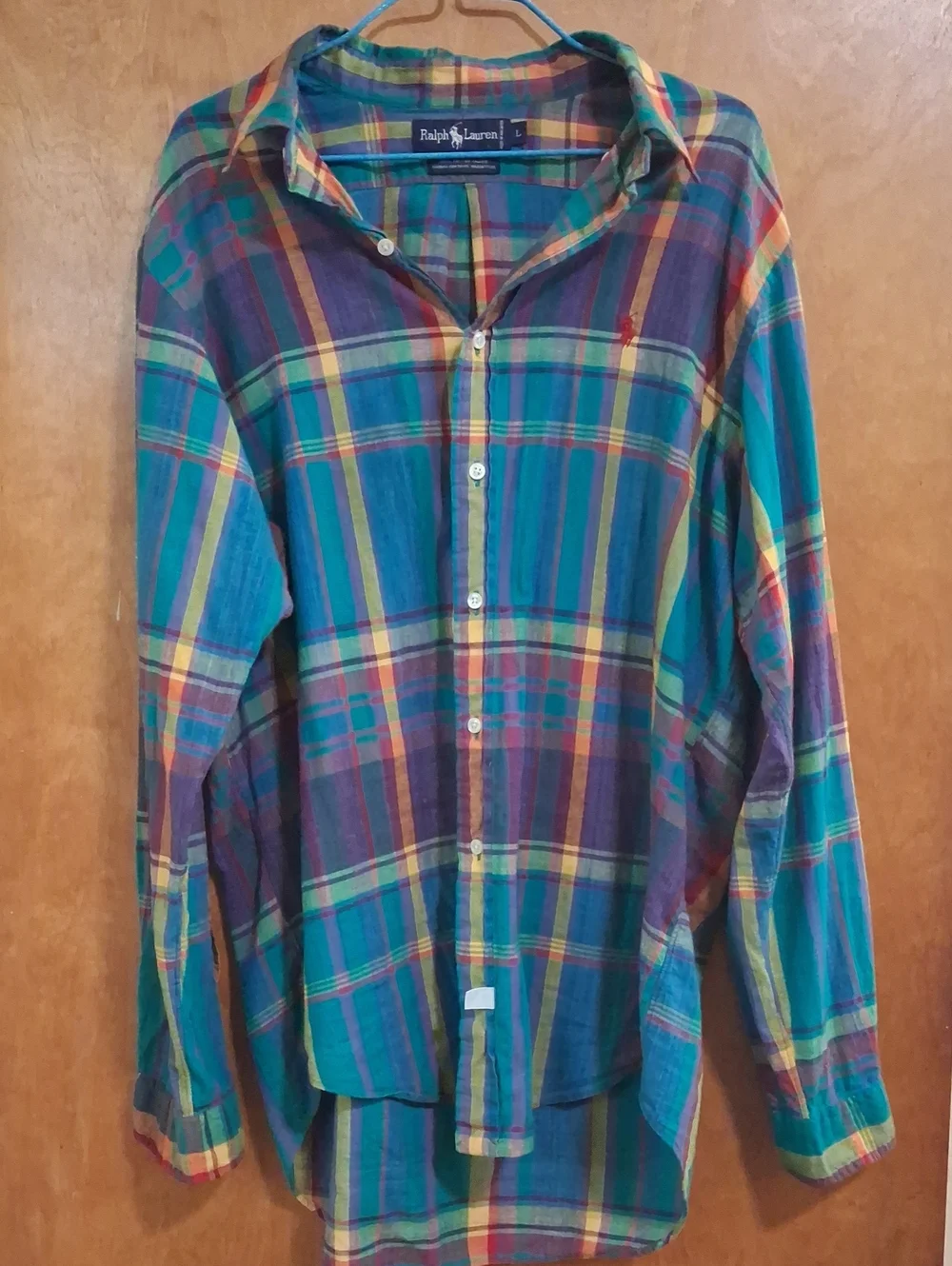 Polo by Ralph Lauren Teal Purple Yellow Plaid Button-Down Shirt